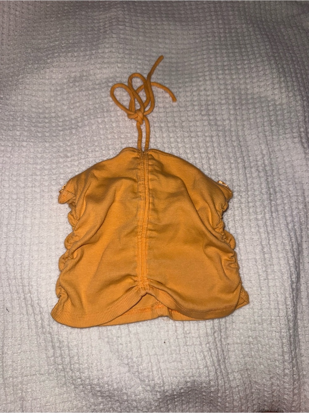 Zara Orange Ruched Halter Tank Top